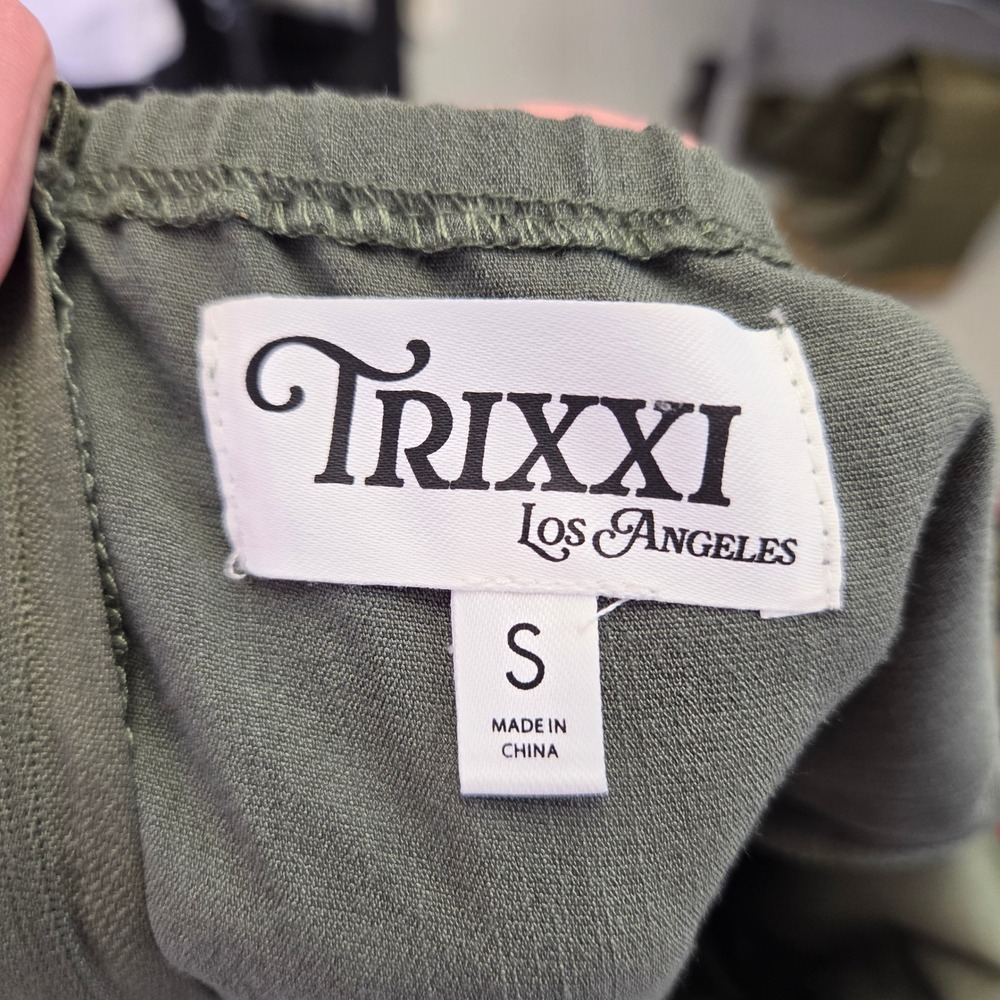 Olive Green Halter Neck Tapered Leg Jumpsuit with Back Zip and Belt Loops - Picture 3 of 9